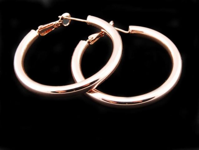 PENDIENTES AROS ROSA LISO 4CM