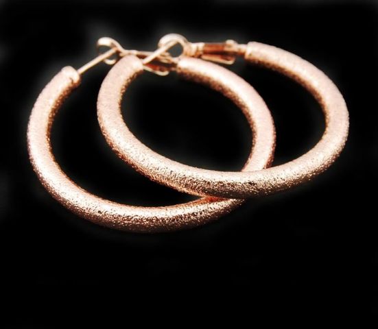 PENDIENTES AROS ROSA GRANU. 4CM