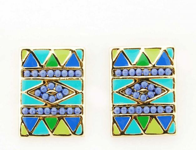 PENDIENTES ROMBO HORIZONTAL VERDE