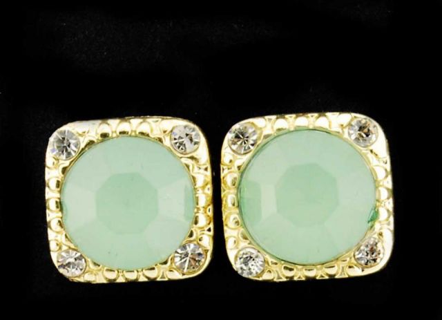 PENDIENTES CUAD. STONE RDA. POS VERDE