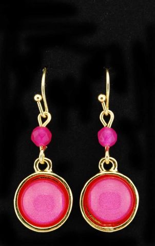 PENDIENTES CIRC. BOLA TOP ROSA