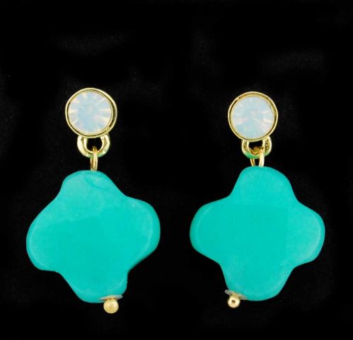 PENDIENTES PIEDRA CRUZ GRIEGA VERDE