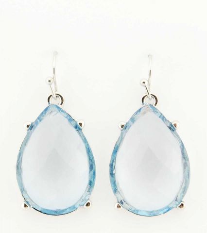 PENDIENTES CRISTAL TRANSPARENTE AZUL