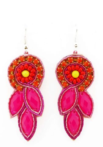 PENDIENTES NEON TRIHOJA BEADS