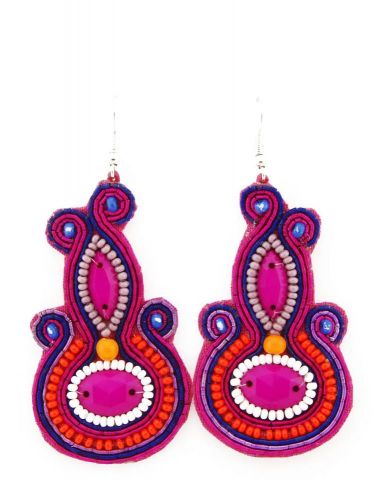 PENDIENTES OH FUCSHIA BEADS