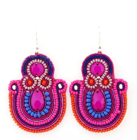 PENDIENTES LANCHA FUCSHIA BEADS