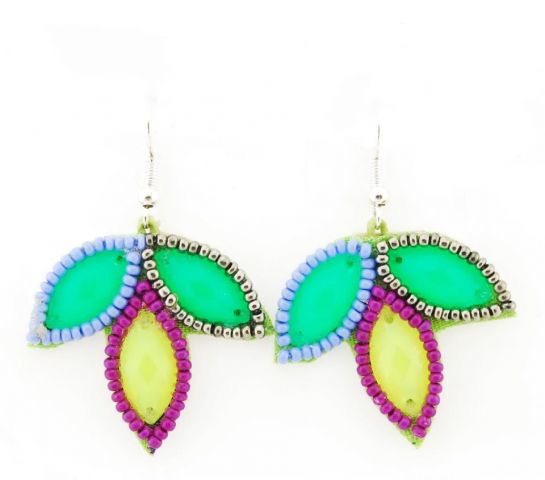 PENDIENTES TRIHOJA BEADS