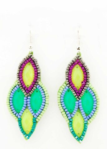 PENDIENTES 4 HOJAS NEON VERDE B