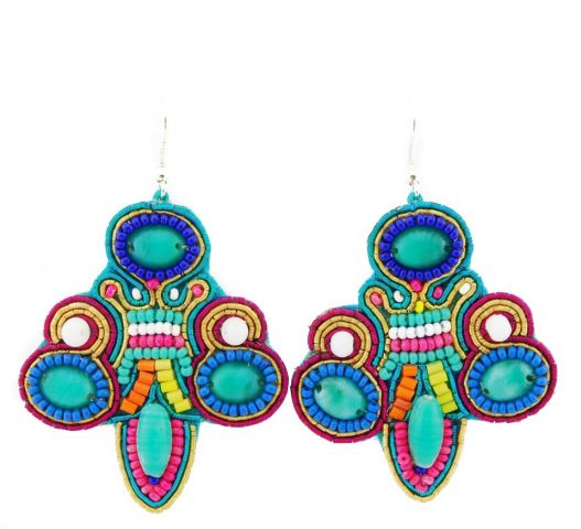 PENDIENTES BEADS TURQ. MULTI