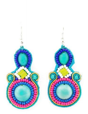 PENDIENTES BEADS TURQ. MULTI 2C