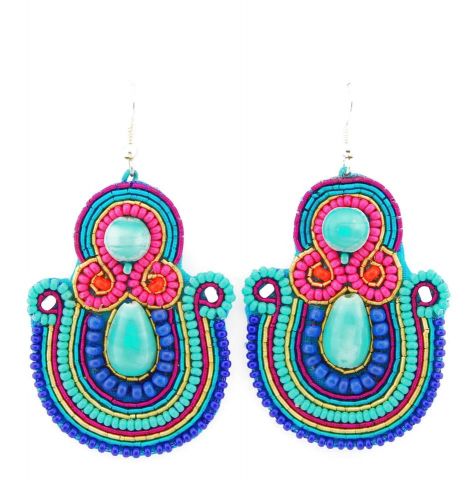 PENDIENTES BEADS TURQ. MULTI RE