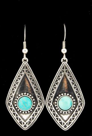 PENDIENTES TURQ. ROMBO COLG.