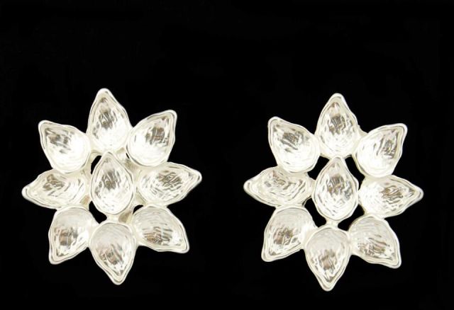 PENDIENTES FLOR PICO  PLATEADO