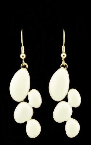 PENDIENTES OVALES IRREG. EPOXY BLANCO