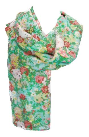 FOULARD FLORES LIBER TURQUESA