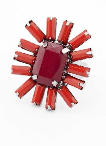 ANILLO RADIANTE OVAL ROJO
