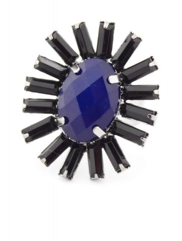 ANILLO RADIANTE OVAL AZUL