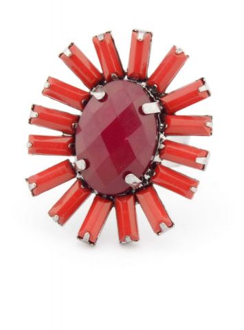 ANILLO RADIANTE OVAL ROJO