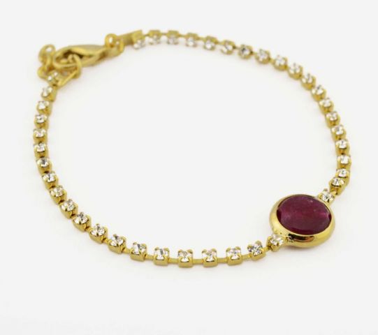 PULSERA STRASS CENTRO STONE ROJO