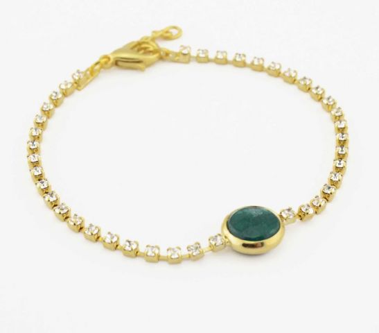 PULSERA STRASS CENTRO STONE VERDE
