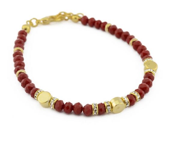 PULSERA 1 VUELTA 3 PAST. DOR ROJO