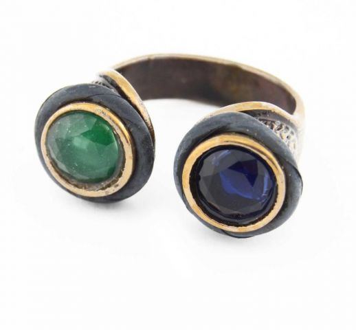 ANILLO 2 CIRC. PIEDRAS NEGRO