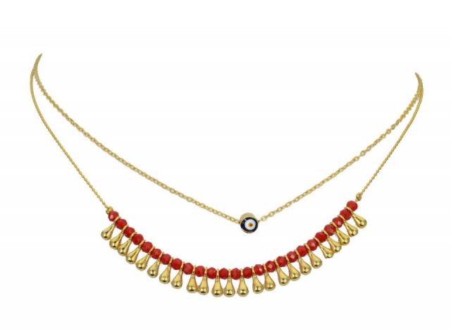 COLLAR FINO 2V. LAG. COLG. ROJO