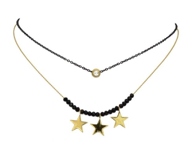 COLLAR FINO CAD. NEG.Y DOR. STAR