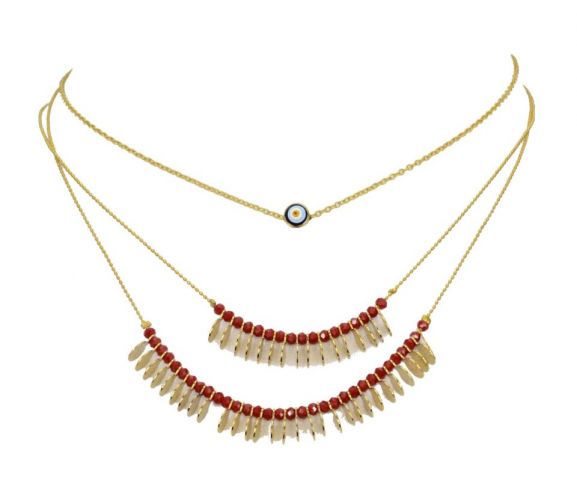 COLLAR 3V. FINAS PALAS+OJO ROJO