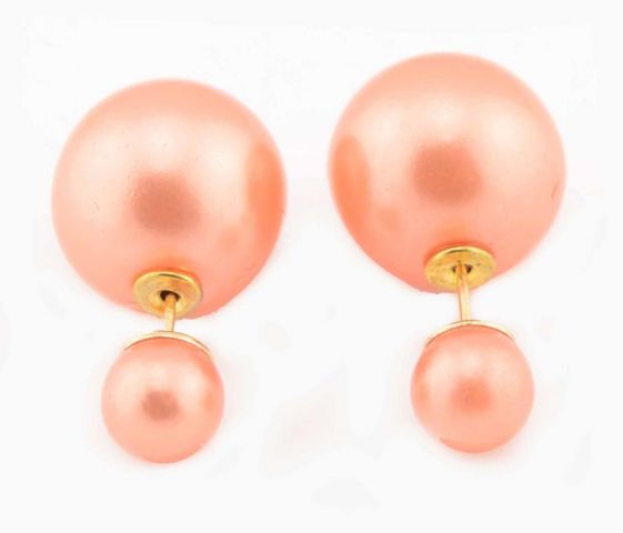 PENDIENTES BOLA + BOLITA SALMON