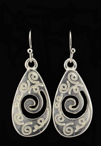 PENDIENTES OVAL COLG. ESPIRAL PLATEADO