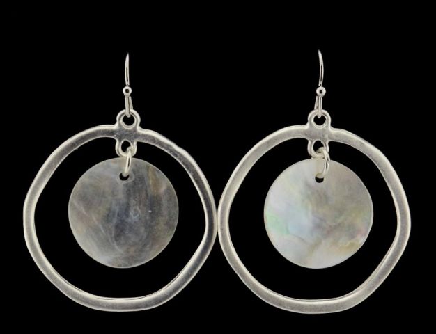 PENDIENTES CIRC. HUECO SHELL CO PLATEADO