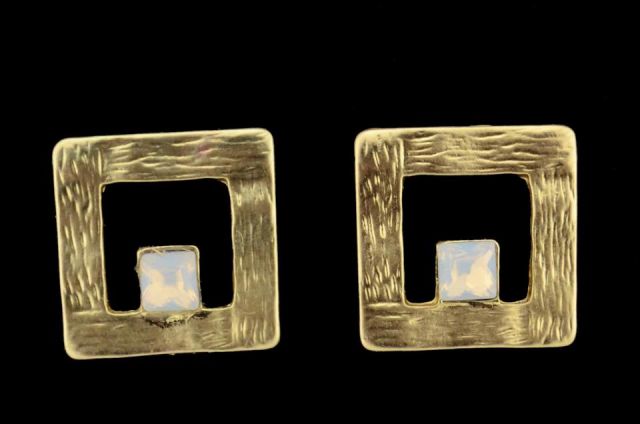 PENDIENTES CUADR. PIEDRA CUADR. DORADO