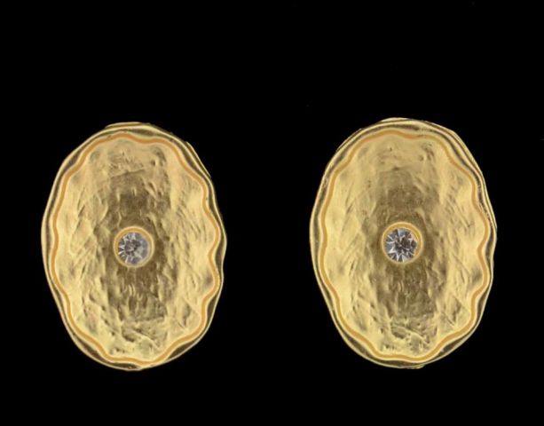 PENDIENTES OVAL IRREG. CRISTAL  DORADO