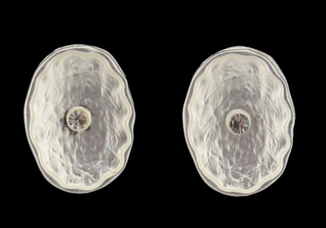 PENDIENTES OVAL IRREG. CRISTAL  PLATEADO