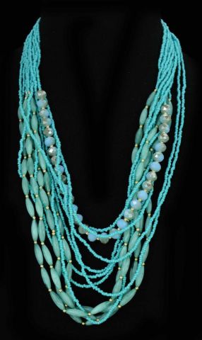 COLLAR LARGO BEADS/CRISTALS AZUL