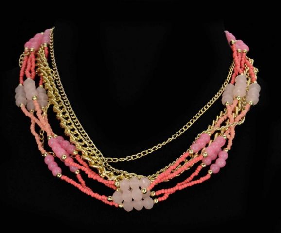 COLLAR MIX M CADENA BOLAS SALMON