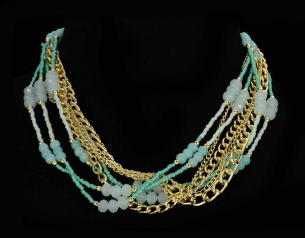 COLLAR MIX M CADENA BOLAS VERDE