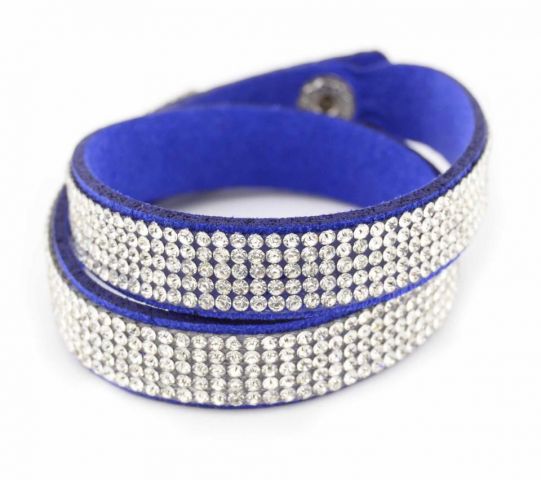 PULSERA 2 VUELT. TODO STRASS AZUL