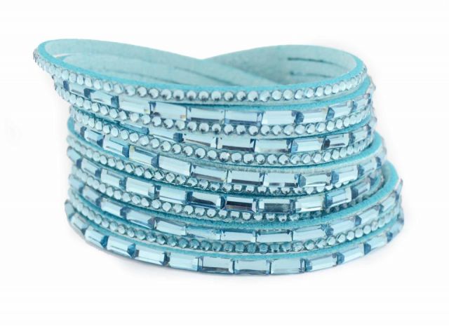 PULSERA 2V. CRISTAL RECTANG. AZUL