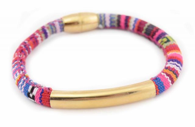 PULSERA NEPAL TUBO ALARGADO ROSA