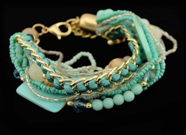 PULSERA MIX PASTILLA NACAR VERDE