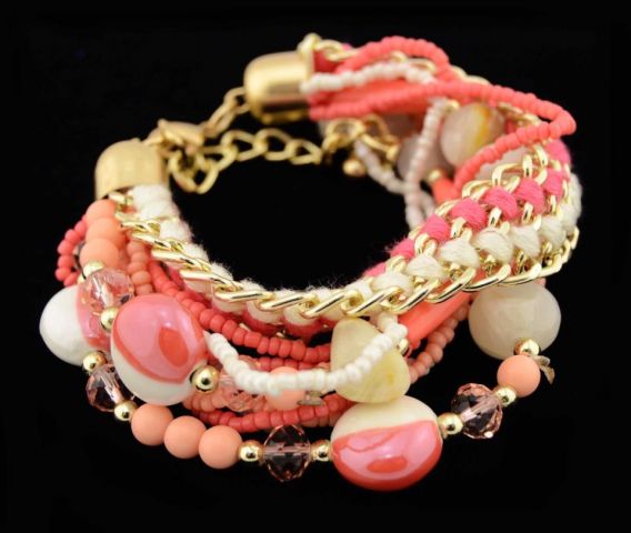 PULSERA MIX ARROZ LONG. SALMON