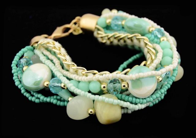 PULSERA MIX ARROZ LONG. VERDE