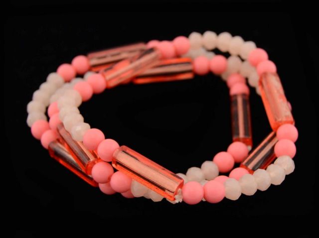PULSERA MIX LONG. SQUARE 3V. SALMON
