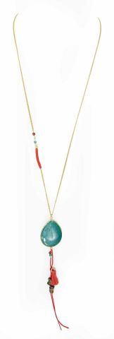 COLLAR LARGO TURQ. NAT. CON