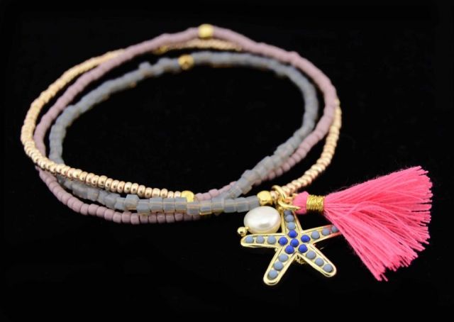 PULSERA 3V. CONCHA MAR ROSA