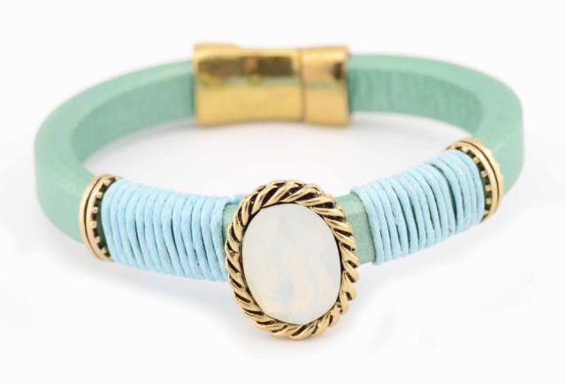 PULSERA VERDE OVAL LUNA CENT