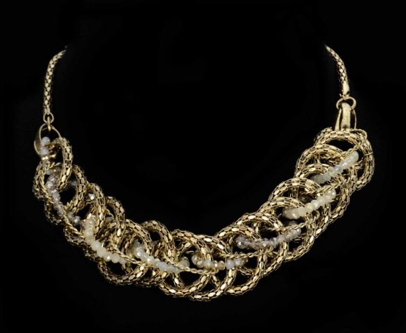 COLLAR ESLABONES AROS BEADS CRUDO