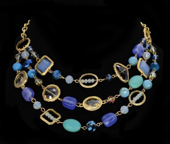 COLLAR 3 VUELTAS CRYS AZUL